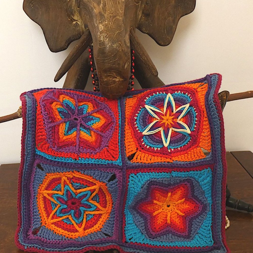 4 Stars Square Overlay Crochet Pattern