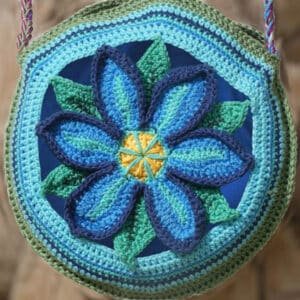 Flower Bag Crochet Pattern blue flower front
