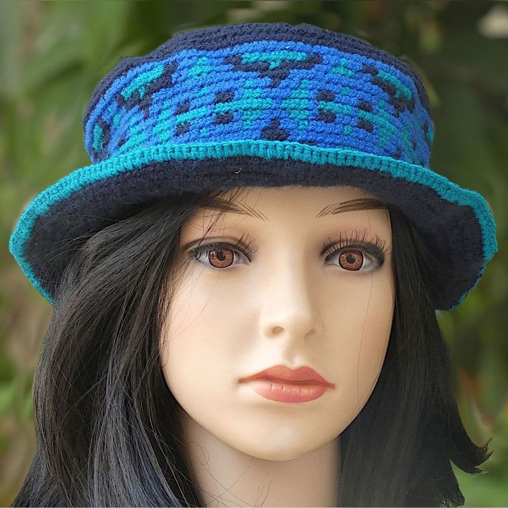 Tapestry Crochet - Cross hat - front view