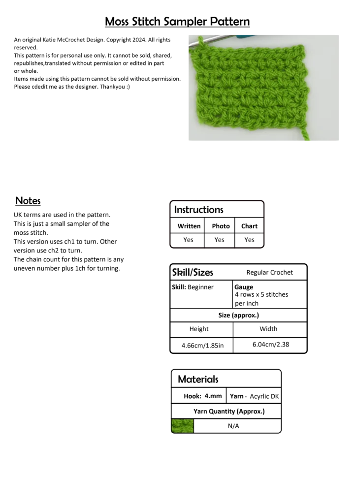 Moss stitch Front Page