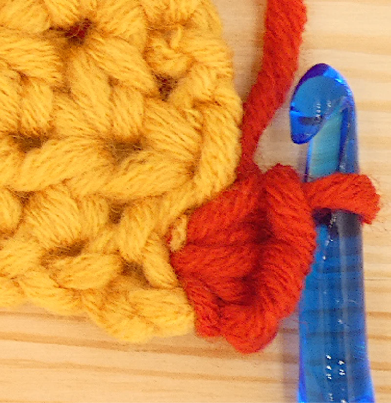 Border Half treble / Half double Crochet photo instructions 2nd corner stitch