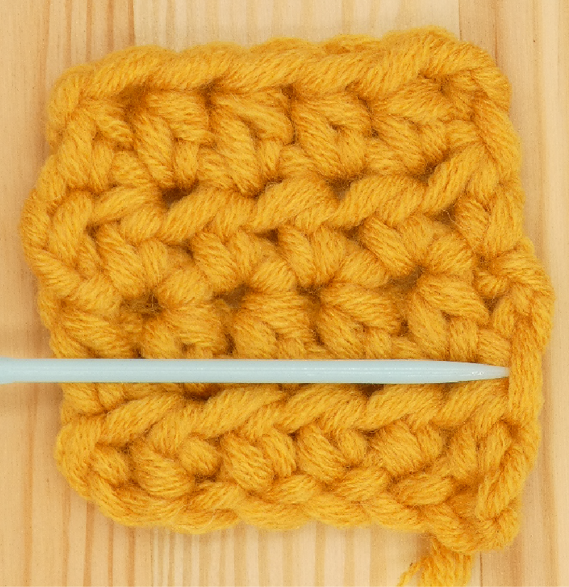 Border Half treble / Half double Crochet photo instructions 1st side Stitch Place Front