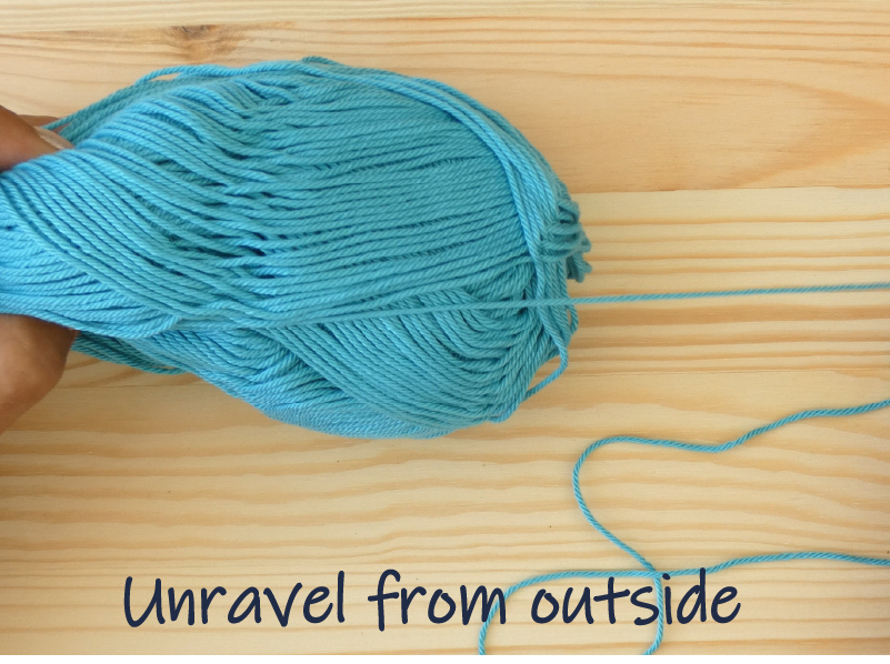 Outside pull yarn