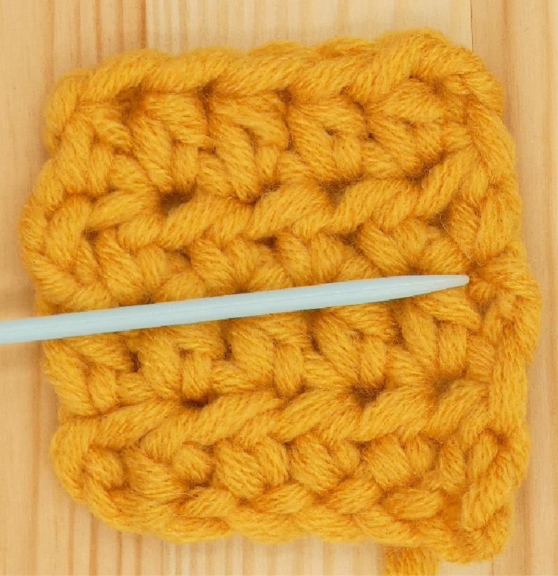 Border Half treble / Half double Crochet photo instructions 2nd side stitch placement