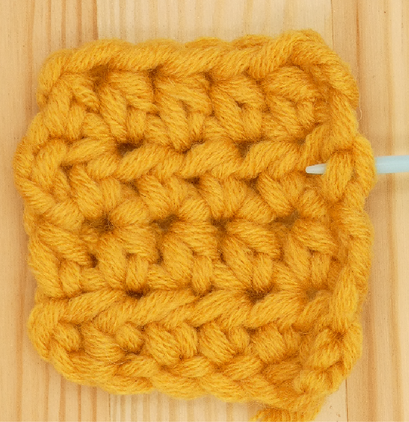 Border Half treble / Half double Crochet photo instructions 3rd side stitch placement loop