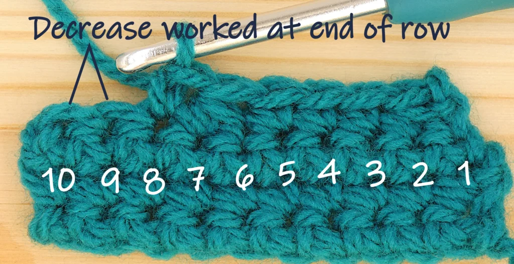 Crochet decreases - Dc end of the row