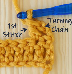 Ch3 TR row 2 1st stitch