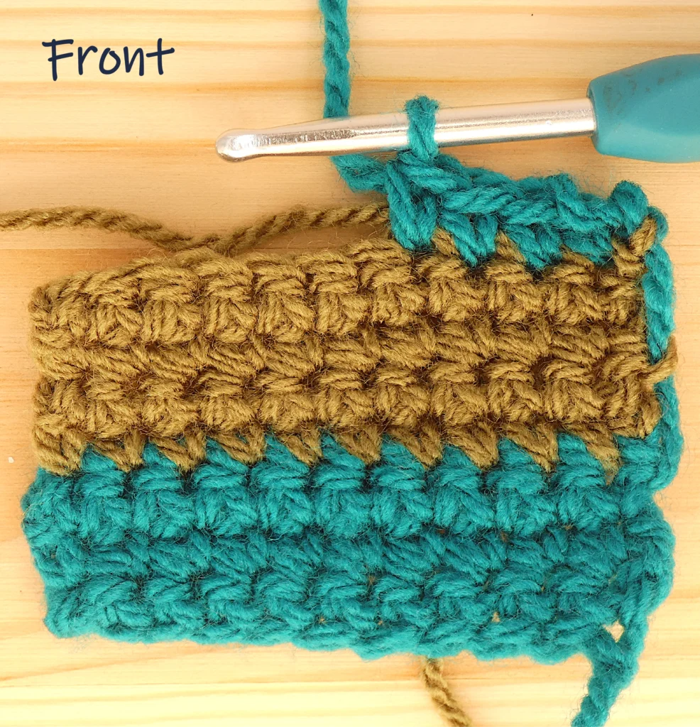 Crochet Row Colour change - Right Side front view