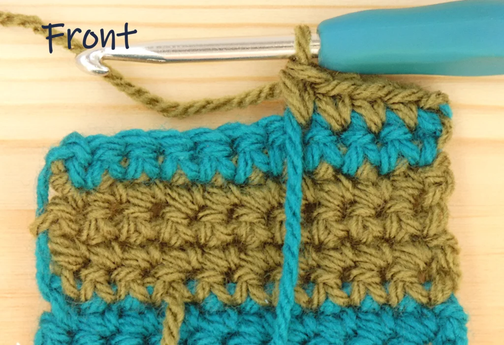 Crochet Row Colour change - Wrong side