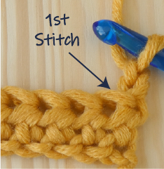Row 2 1st stitch placement
