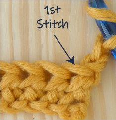 chain 2 work 1st stitch row 2 1st stitch placement