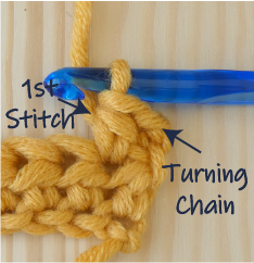 Chain 2 1st stitch