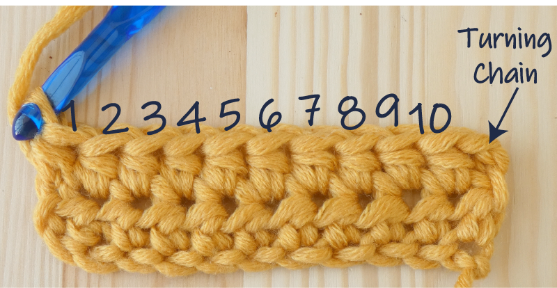 37 Chain 2 work 1st stitch row fini Katie McCrochet