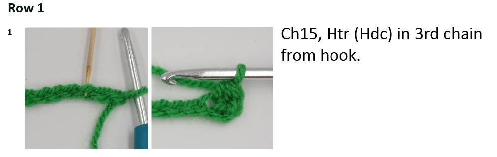 Chain 2 row 1a Photo Instructions