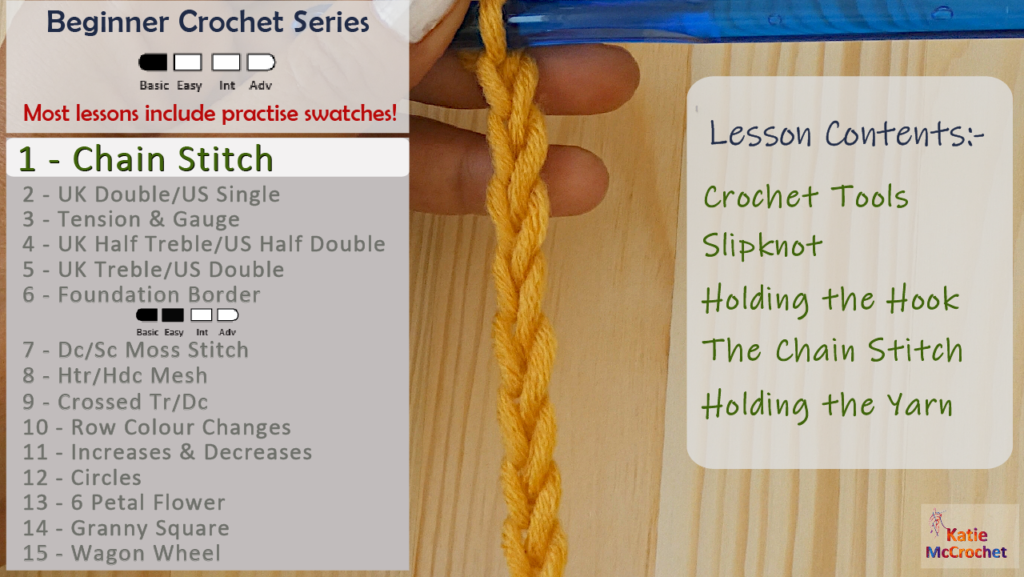 Beginner Crochet Tutorial Lesson 1 - How to crochet the Chain Stitch
