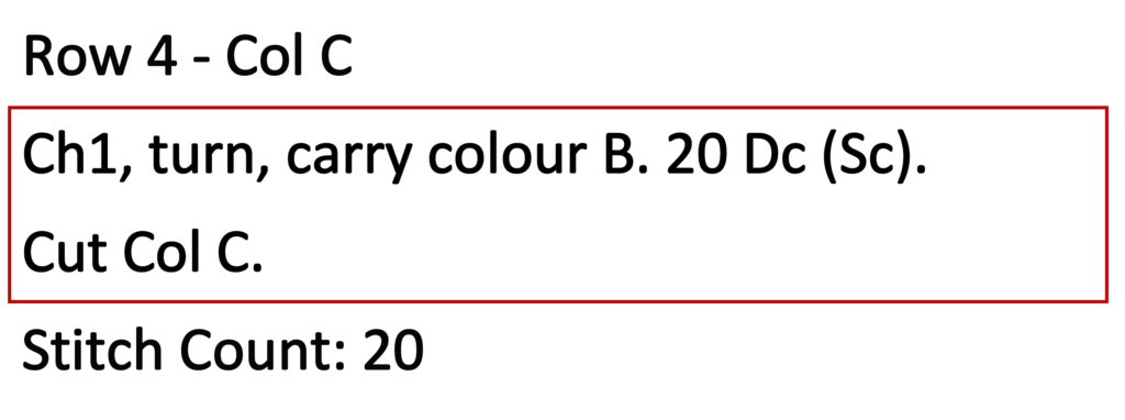 Crochet Pattern - Row Colour Change Written pattern row 4