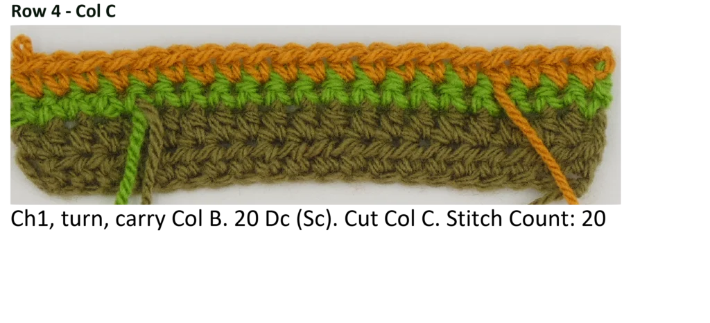 Crochet Pattern - Row Colour Change Photo pattern row 4