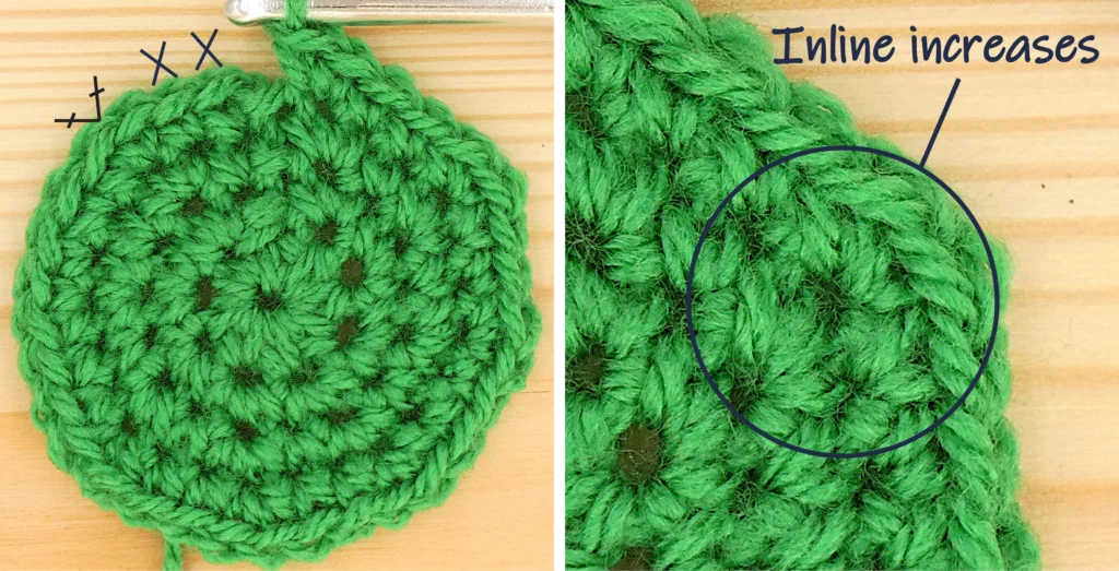 crochet concentric circle perfect round shape - round 4 inline increases