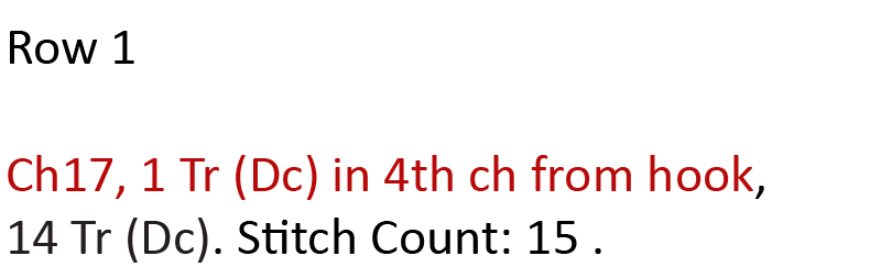 TR Written Instructions Row 1