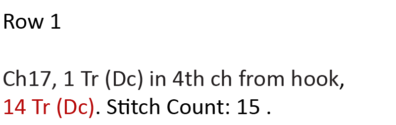 Tr Written Instructions Row 1 continued