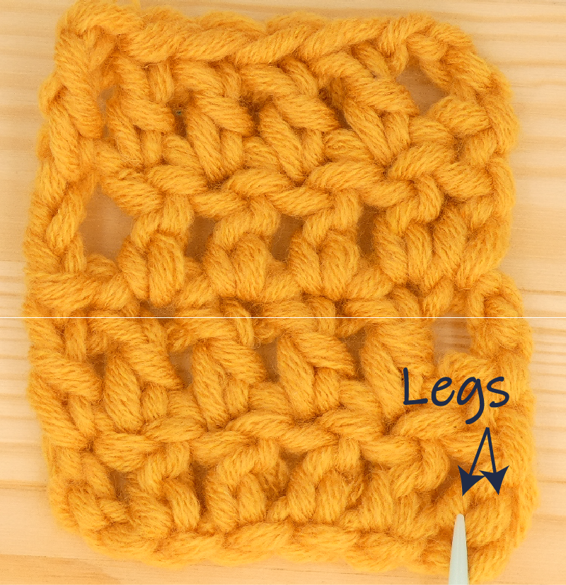 Border treble / double Crochet photo instructions join yarn legs