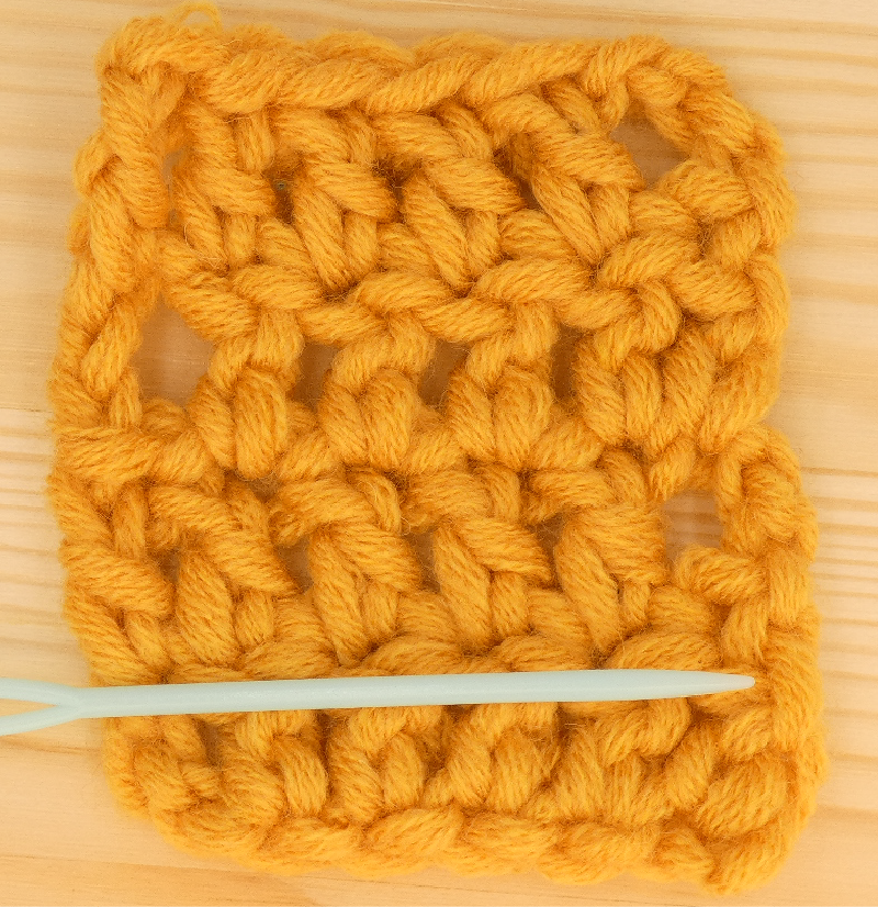Border treble / double Crochet photo instructions 1st side Stitch Place Front