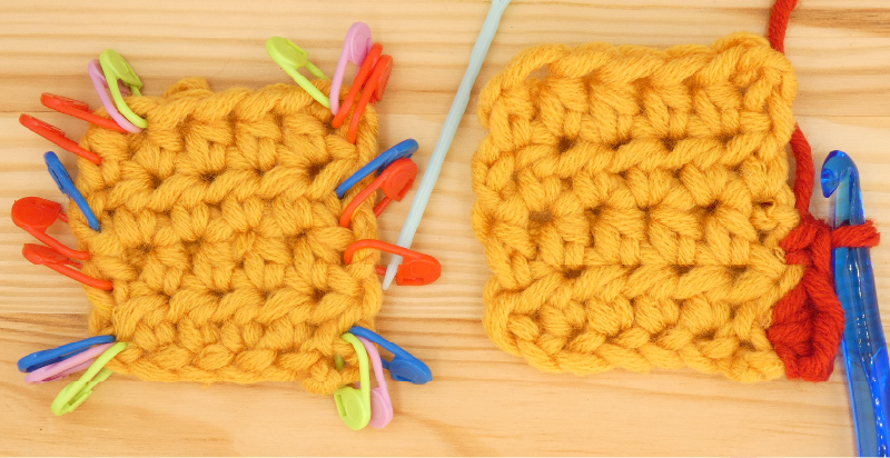 Border Half treble / Half double Crochet photo instructions 1st side stitch