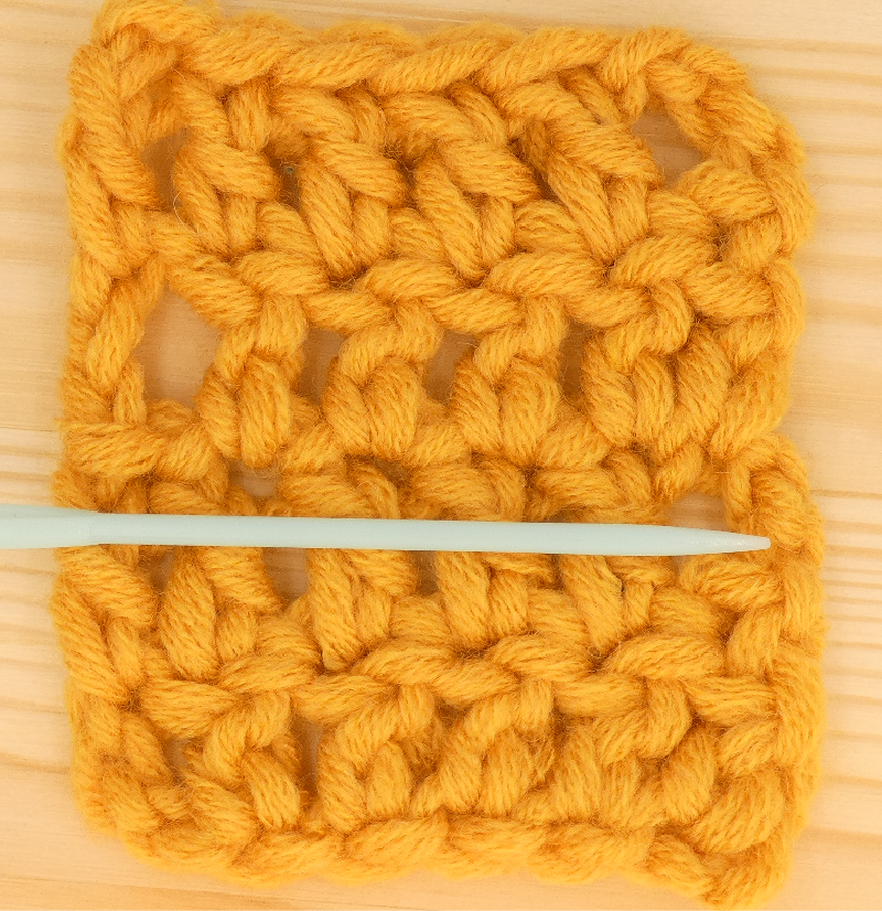 Border treble / double Crochet photo instructions 2nd side stitch placement front