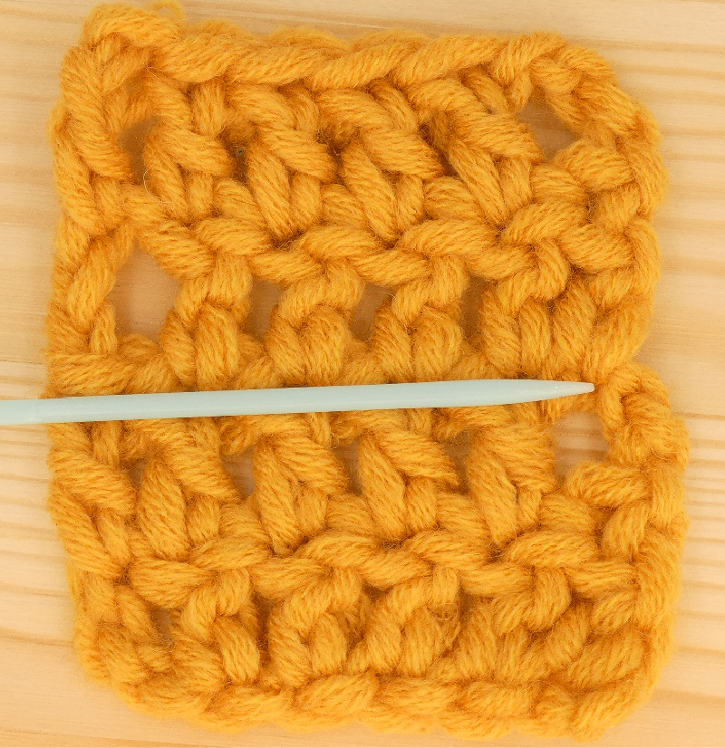 Border treble / double Crochet photo instructions 3rd side stitch placement front