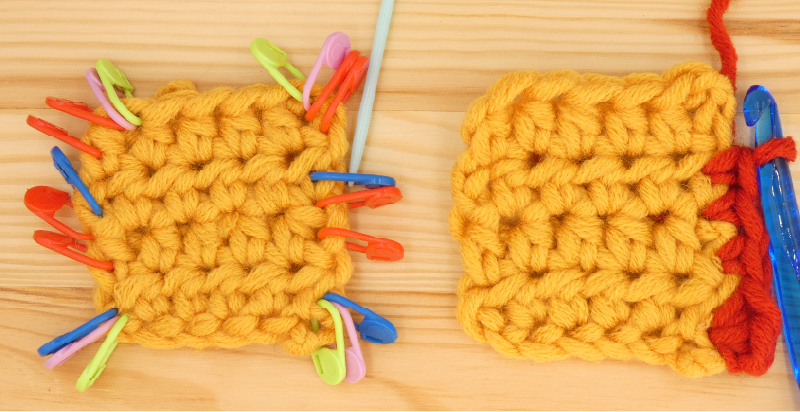 Border Half treble / Half double Crochet photo instructions 3rd side stitch