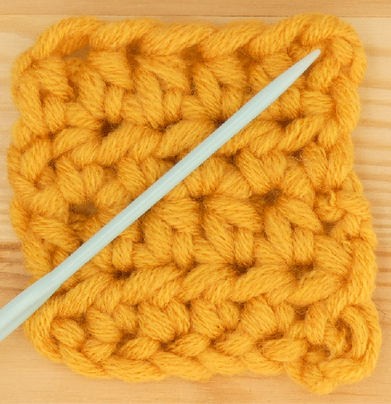 Border Half treble / Half double Crochet photo instructions Corner stitch placement front