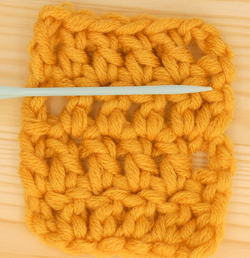Border treble / double Crochet photo instructions 5th side stitch placement front