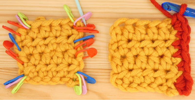 Border Half treble / Half double Crochet photo instructions Corner 2nd corner stitch