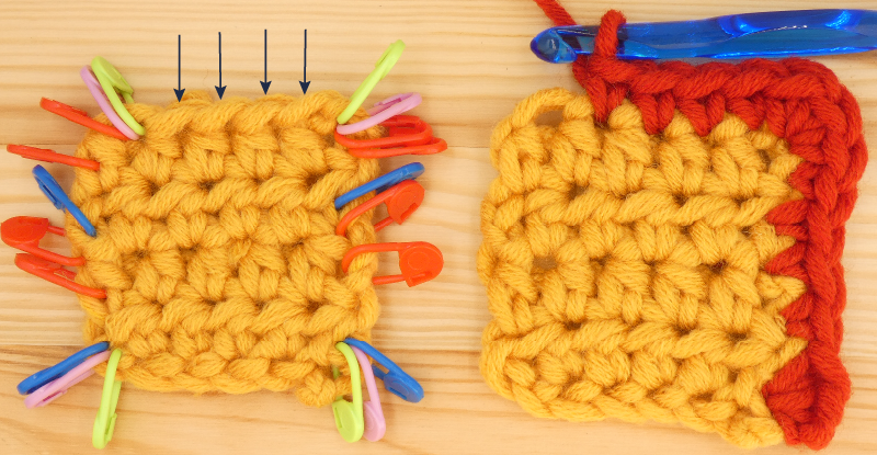 Border Half treble / Half double Crochet photo instructions 4 top stitches