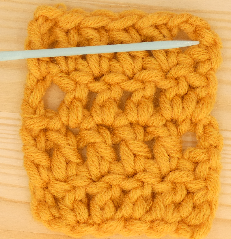 Border treble / double Crochet photo instructions 6th side stitch placement front