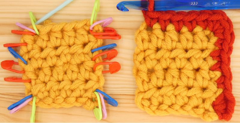 Border Half treble / Half double Crochet photo instructions 1st Corner stitch