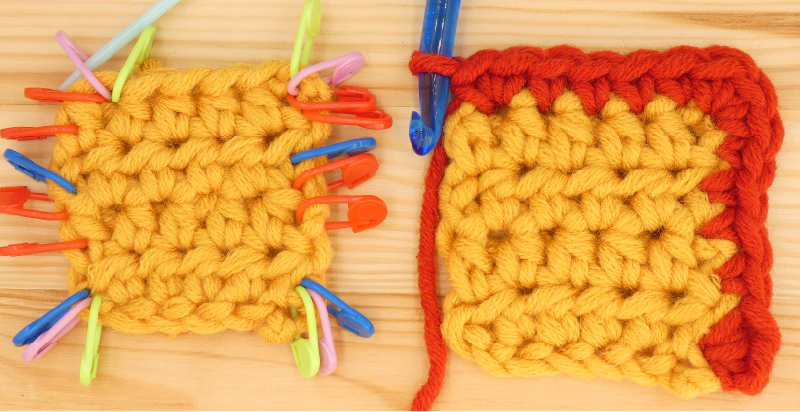 Border Half treble / Half double Crochet photo instructions Corner 2nd corner stitch
