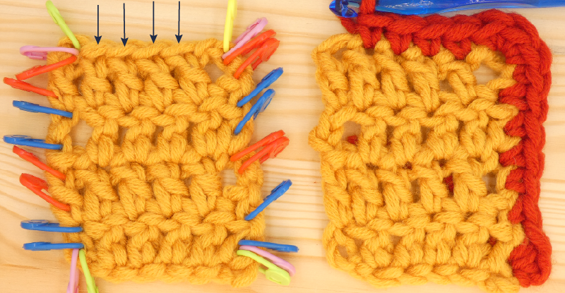 Border treble / double Crochet photo instructions 4 top stitches