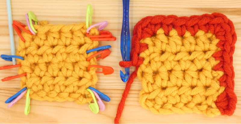 Border Half treble / Half double Crochet photo instructions left Stitch 2