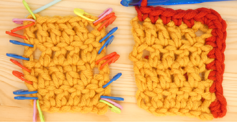 Border treble / double Crochet photo instructions 1st Corner stitch