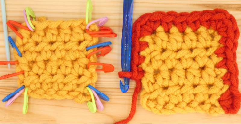 Border Half treble / Half double Crochet photo instructions left St3