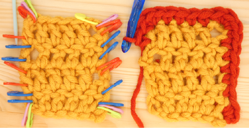 Border treble / double Crochet photo instructions left St1