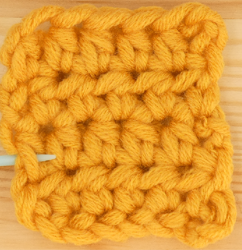 Border Half treble / Half double Crochet photo instructions left Row 2 placement loop