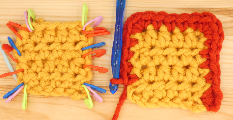 Border Half treble / Half double Crochet photo instructions left St4