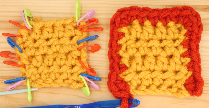 Border Half treble / Half double Crochet photo instructions 4th Corner