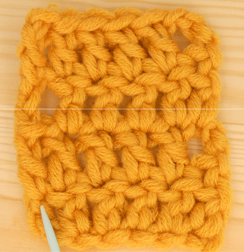 Border treble / double Crochet Photo Instructions - left St6 placement front