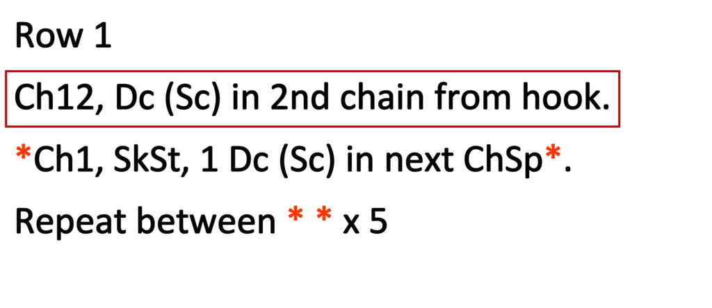 Moss Stitch Crochet Written Instructions  Row 1a