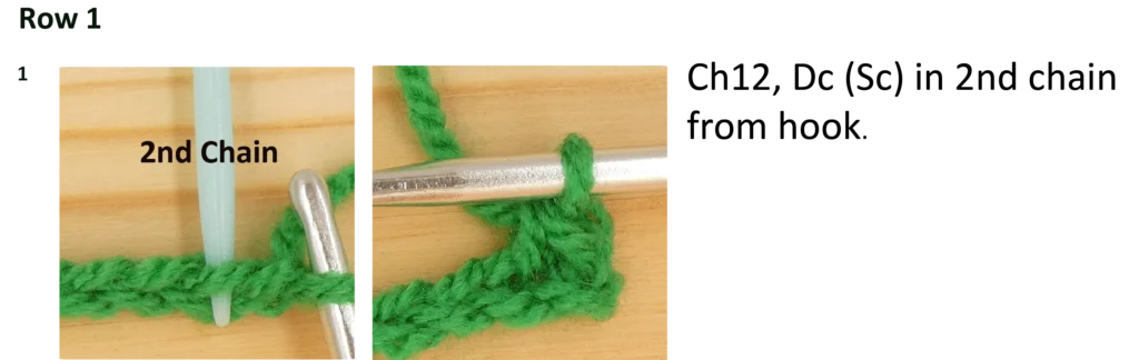 Moss Stitch Crochet Photo Instructions  Row 1a