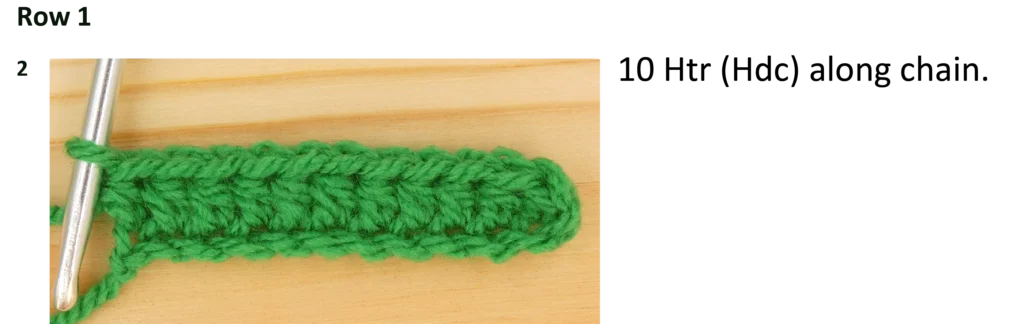 Crochet Pattern Htr Hdc Mesh, Row 2 photo instructions