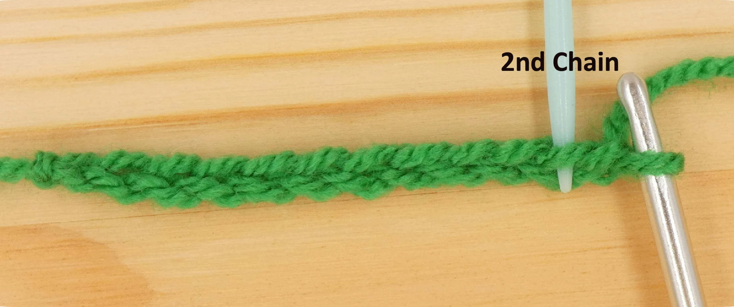 Moss Stitch Crochet Photo Instructions Row 1 - 2nd chain
